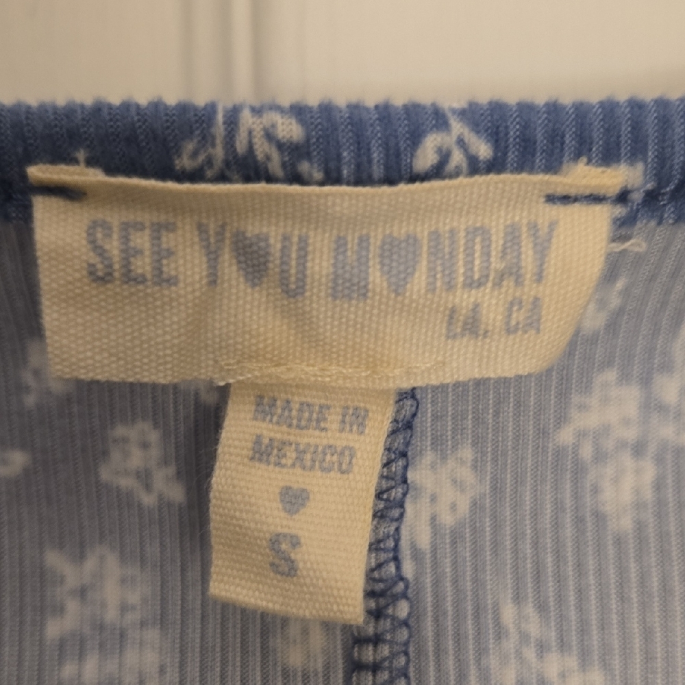 See You Monday Blue and White Floral Mini Dress - Picture 2 of 3